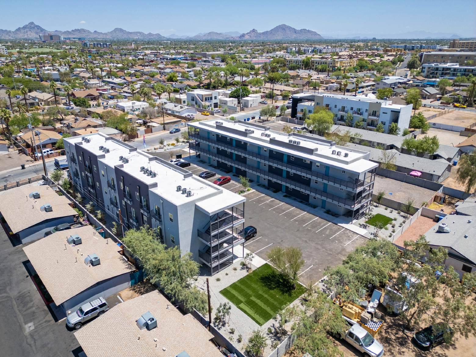 Row 31 in the Garfield District of Phoenix, with Camelback Mountain beyond.